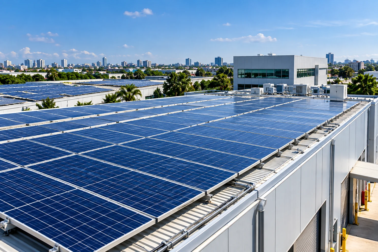 Commercial property with a modern solar energy installation
